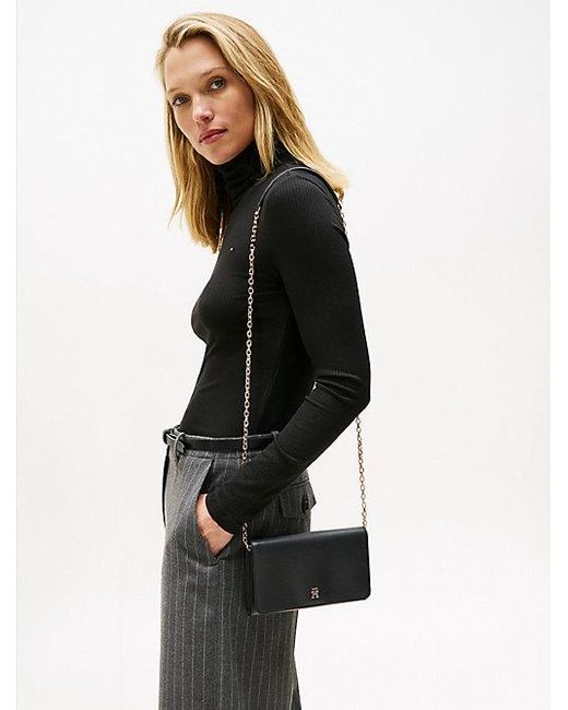 Cartera Hilfiger Icon Con Solapa Y Correa Tommy Hilfiger de color Black