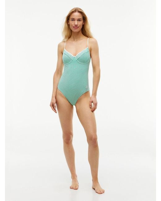 Tommy Hilfiger Orange Essential Seersucker Demi Cup Swimsuit