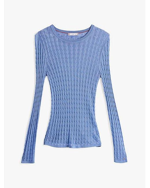 Tommy Hilfiger Blue Slim Fit Pullover Mit Zopfmuster