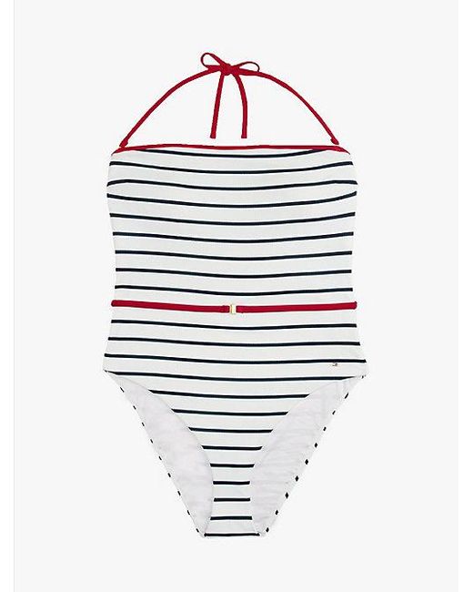 Tommy Hilfiger The Sofia Capsule Bandeau-Badpak Met Ceintuur in het Blue