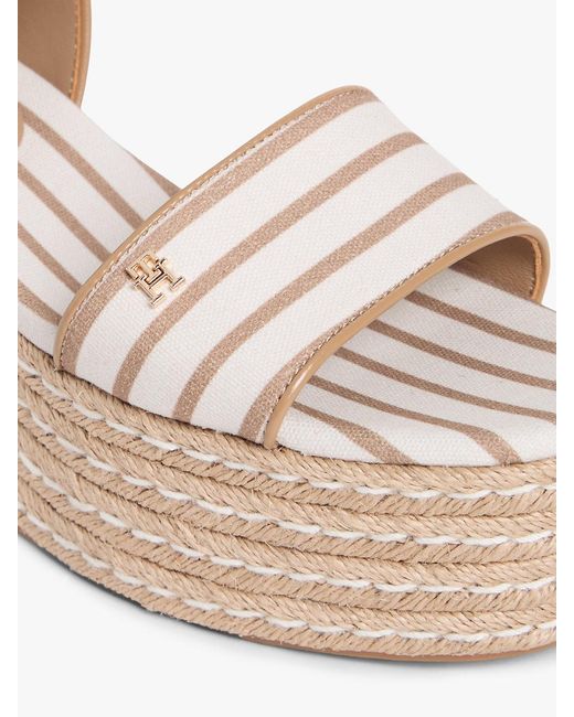 Tommy Hilfiger Natural Breton Stripe Platform Wedge Espadrilles