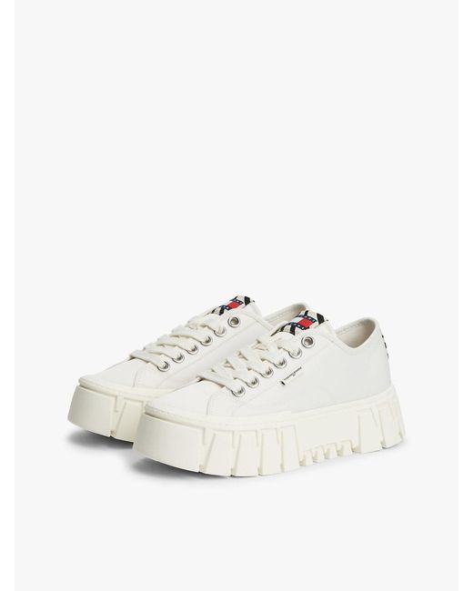 Tommy Hilfiger Natural Zebra Print Logo Platform Cupsole Trainers