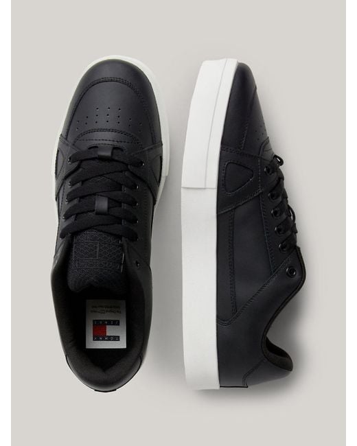 Tommy Hilfiger Black Essential Leather Cupsole Trainers for men