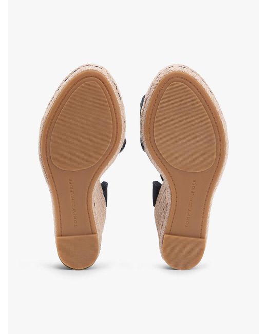 Tommy Hilfiger Black Raffia Strap High Wedge Espadrilles