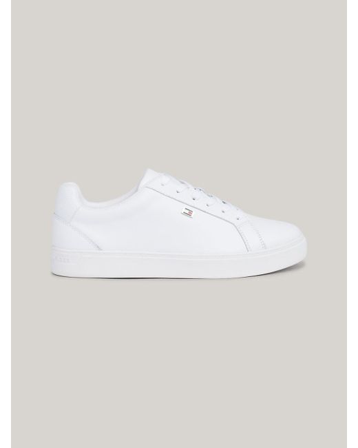 Tommy Hilfiger White Flag Leather Court Trainers