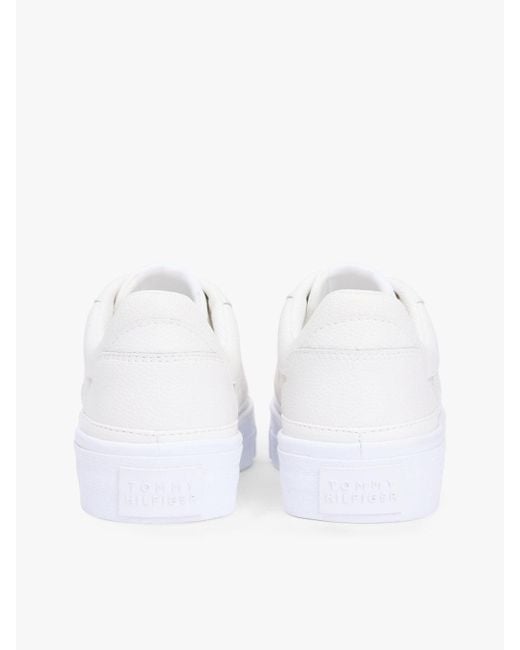 Tommy Hilfiger White Th Monogram Quilted Leather Platform Trainers