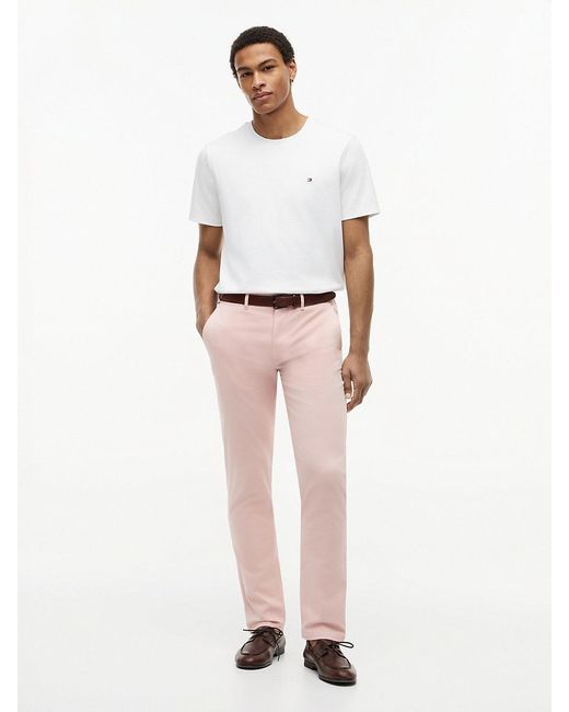 Tommy Hilfiger Pink Denton Slim Straight Twill Chinos for men