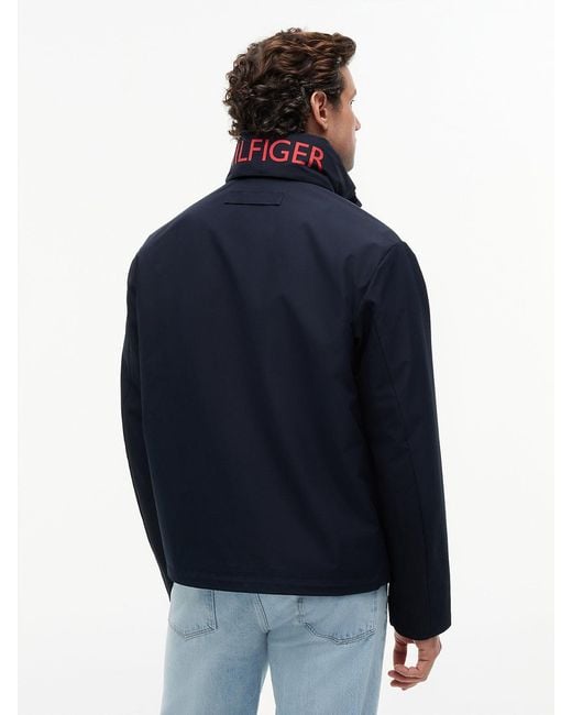 Tommy Hilfiger Blue Logo Collar Zip-Thru Jacket for men