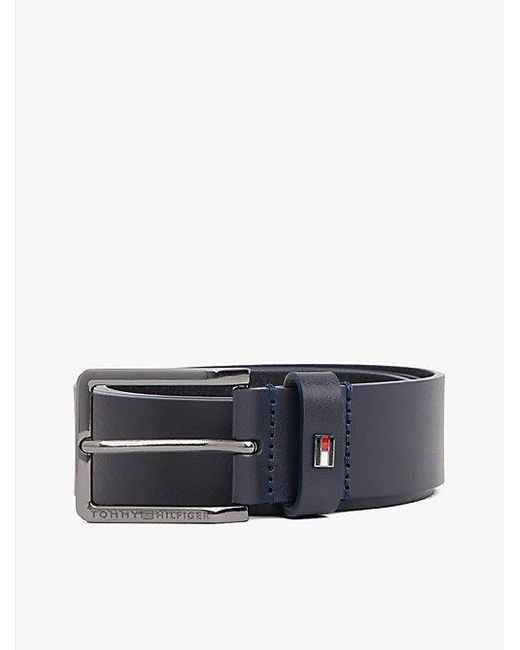 Tommy Hilfiger Leren Riem Met Geëmailleerde Vlag in het Blue voor heren