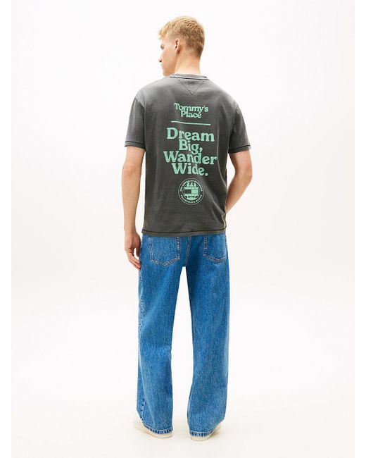 Tommy Hilfiger Gray Back Slogan Textured Relaxed T-Shirt for men