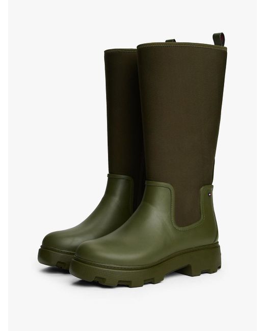 Stivaletti Da Pioggia Con Interno Caldo E Zip di Tommy Hilfiger in Green