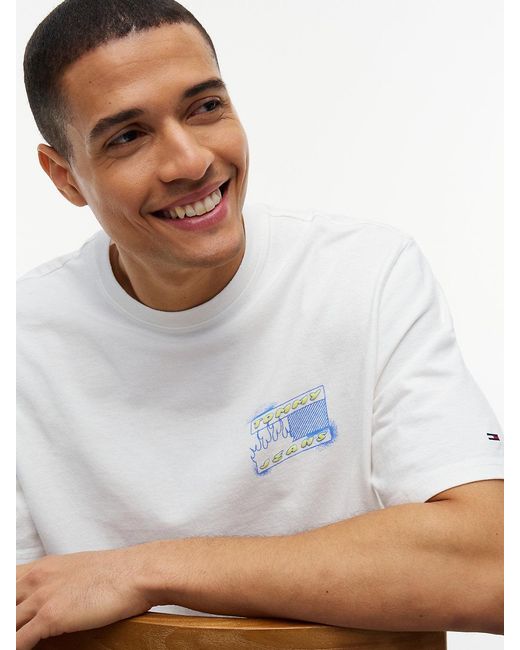 Tommy Hilfiger White 90S Back Bubble Logo Jersey T-Shirt for men