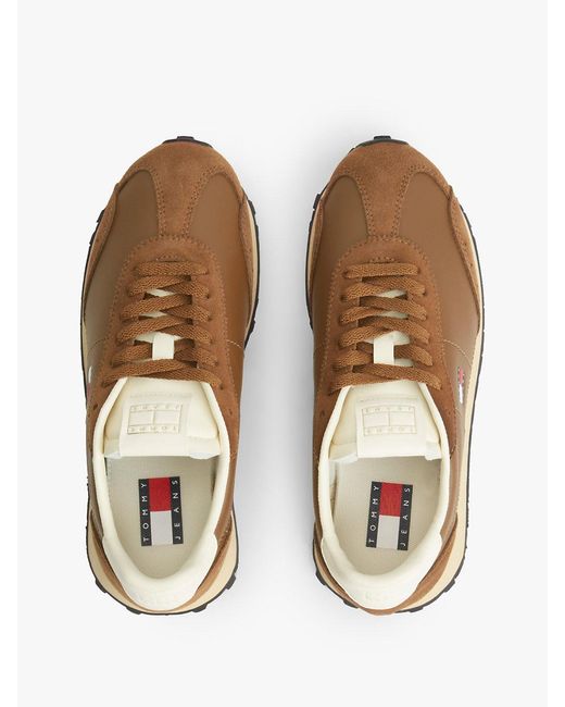 Tommy Hilfiger White Archive Retro Trainers With Leather