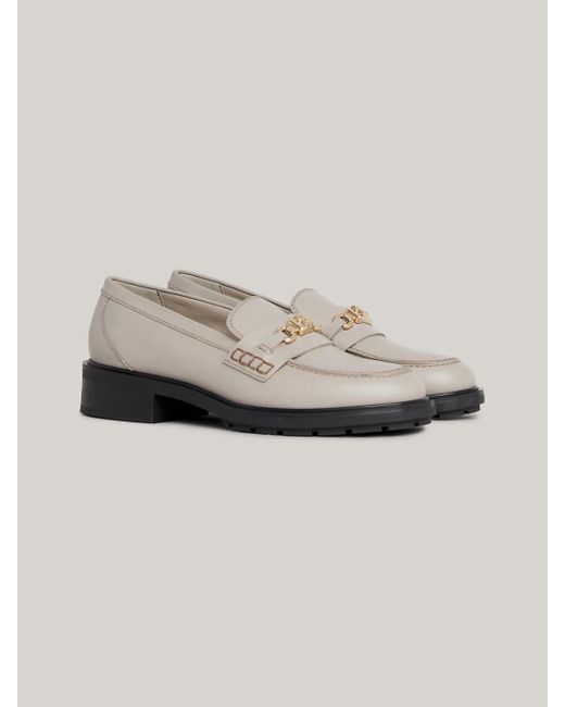Tommy Hilfiger Natural Th Monogram Leather Loafers