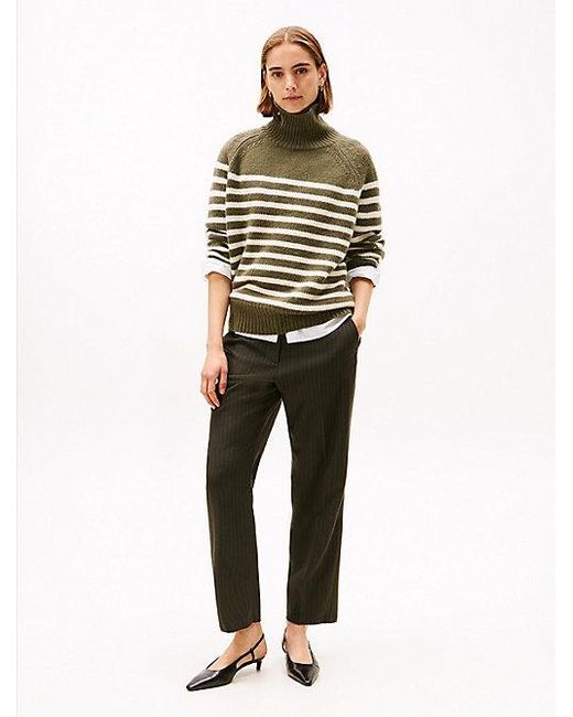 Tommy Hilfiger Rechte Slim Fit Broek Met Krijtstreep in het Natural