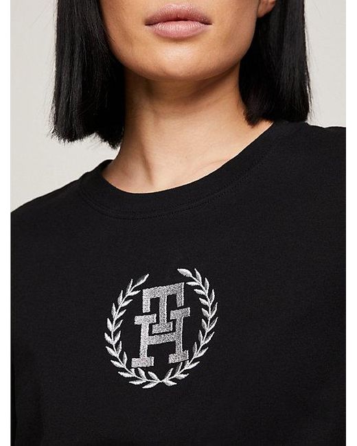 Tommy Hilfiger Black TH Monogram T-Shirt mit Rundhalsausschnitt