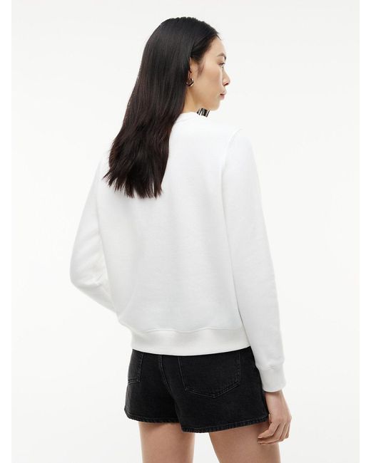 Tommy Hilfiger White Brushed Fleece Crew Neck Sweatshirt