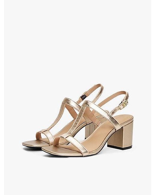 Tommy Hilfiger Metallic Leren Sandaal Met Blokhak in het White
