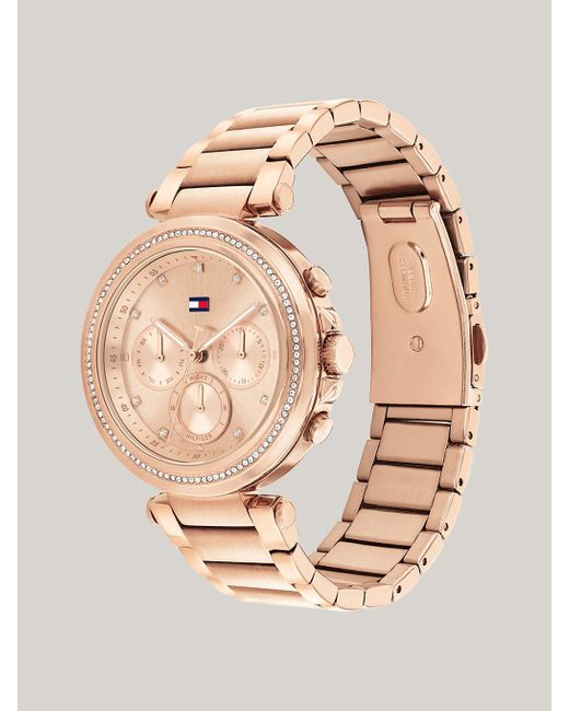 Tommy Hilfiger Natural Ionic Rose Gold-plated Crystal-embellished Watch