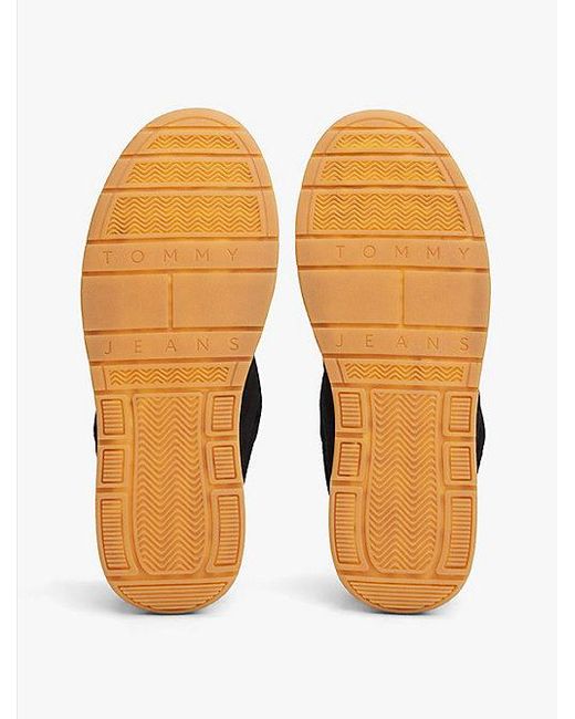 Tommy Hilfiger Suède Sneaker Met Getextureerde Tussenzool in het Black voor heren