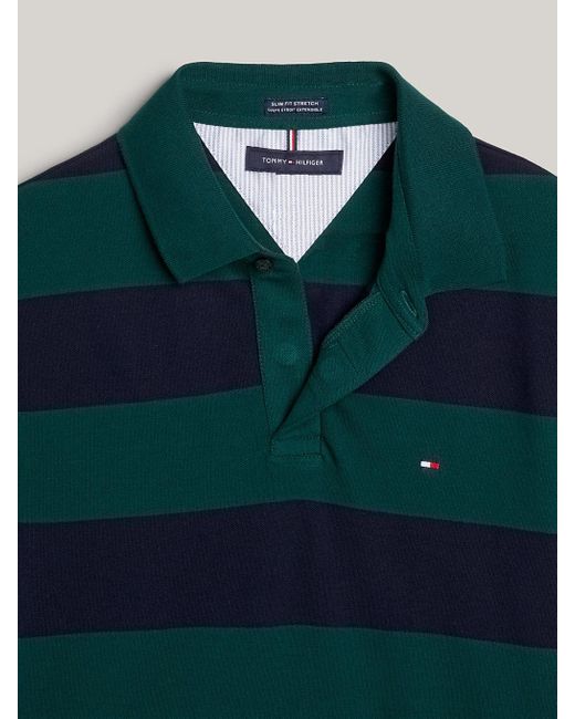 Tommy Hilfiger Green Adaptive Rugby Stripe Slim Polo for men