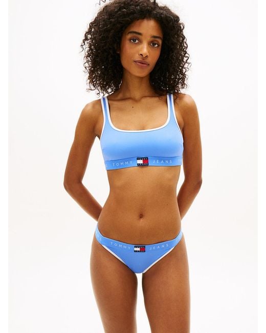 Tommy Hilfiger Blue Heritage Logo Bralette Bikini Top