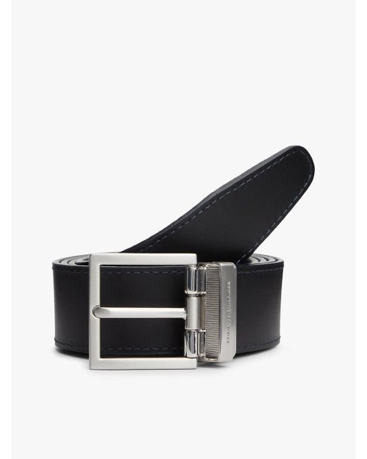 Tommy Hilfiger Black Reversible Square Buckle Leather Belt for men