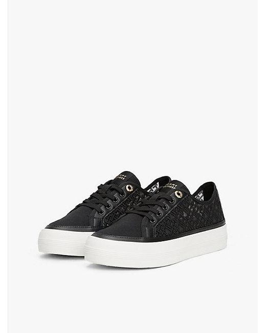 Zapatillas De Malla Con Monogramas Bordados Tommy Hilfiger de color Black