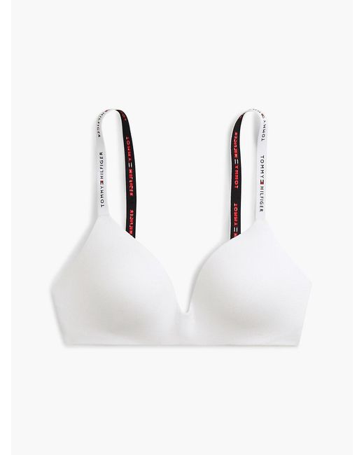 Tommy Hilfiger White Repeat Logo Lightly Lined Triangle Bra