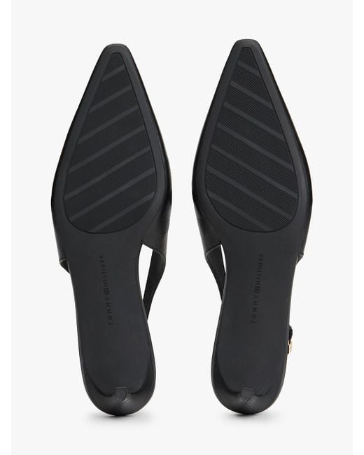 Tommy Hilfiger White Th Monogram Leather Slingback Kitten Heels