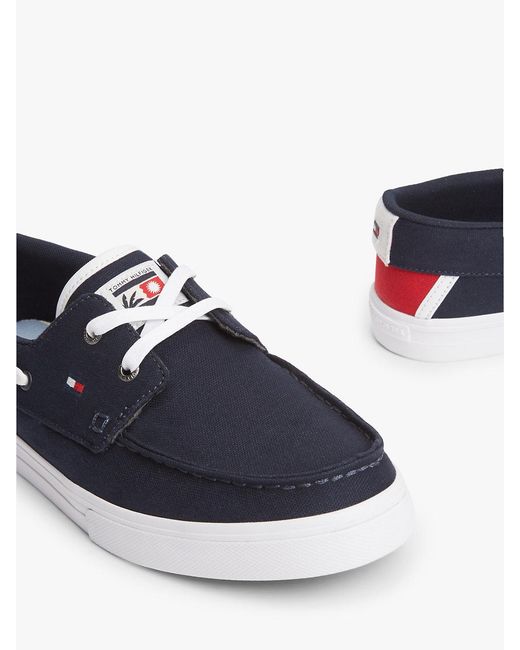 Tommy Hilfiger Blue Canvas Boat Shoe Trainers for men