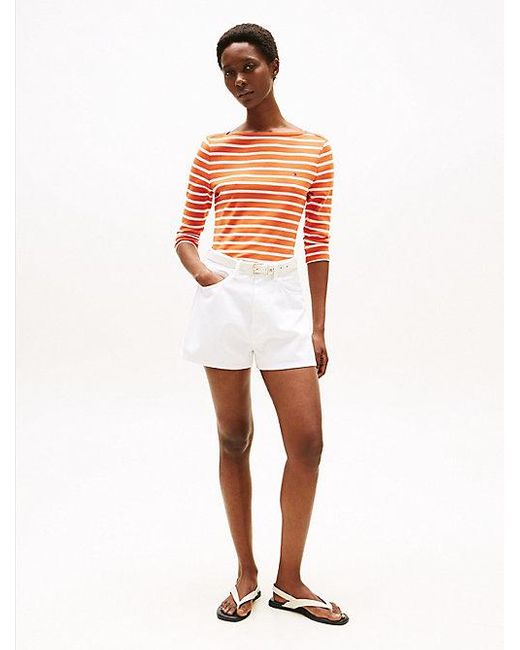 Tommy Hilfiger Orange Slim Fit T-Shirt Mit U-Boot-Ausschnitt