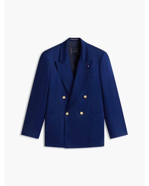 Tommy Hilfiger Blue Tone Button Regular Fit Satin Blazer for men