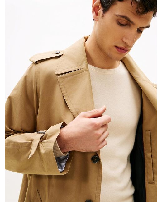 Tommy Hilfiger Metallic Smart Casual Crinkle Relaxed Trench Coat for men