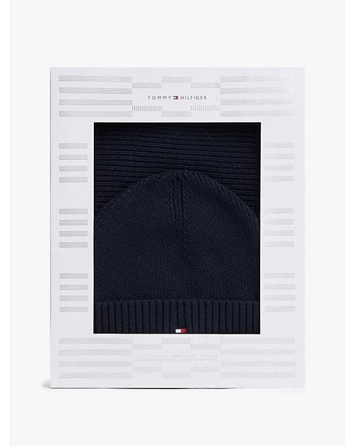 Set De Regalo De Gorro Y Bufanda Tommy Hilfiger de hombre de color Blue