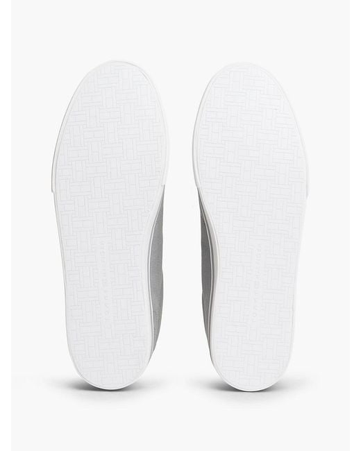 Tommy Hilfiger White Canvas Embossed Trainers for men