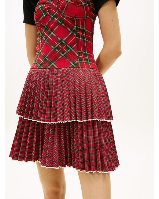Tommy Hilfiger Tommy Girl Tartan Check Tiered Mini Dress