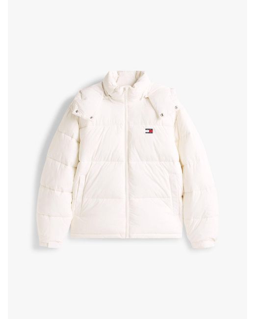 Tommy Hilfiger White Back Logo Relaxed Hooded Puffer Jacket for men