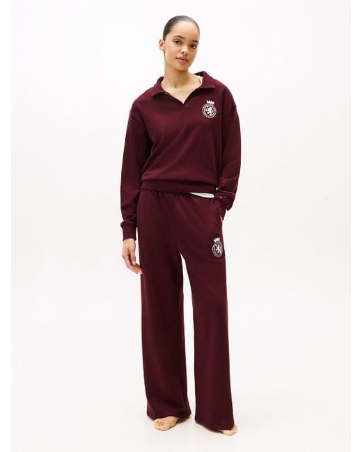 Felpa Lounge Relaxed Fit Con Stemma Th di Tommy Hilfiger in Red