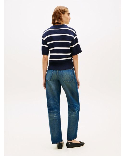Tommy Hilfiger Blue Premium Knit Relaxed Polo Jumper
