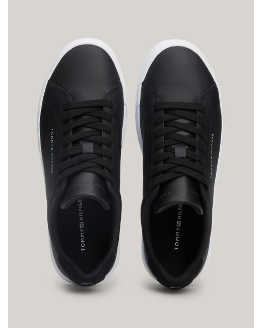 Tommy Hilfiger Black Leather Chunky Court Trainers for men