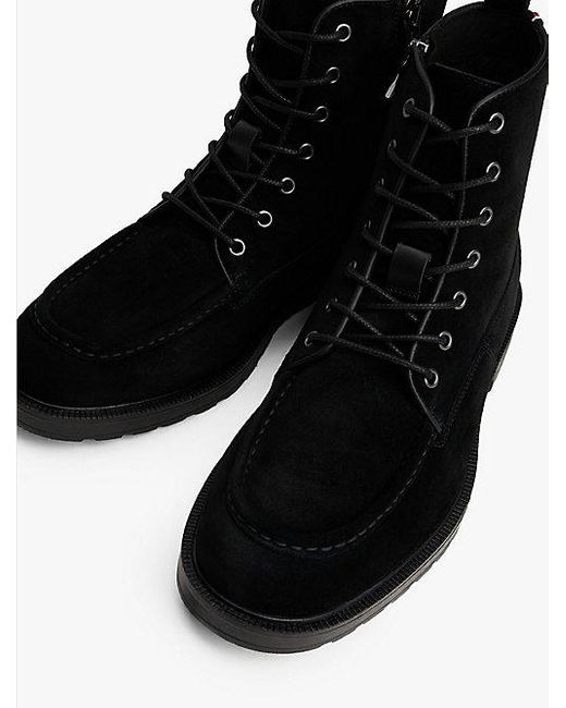 Tommy Hilfiger Suède Boots Met Profielzool En Moccasin-Neus in het Black voor heren