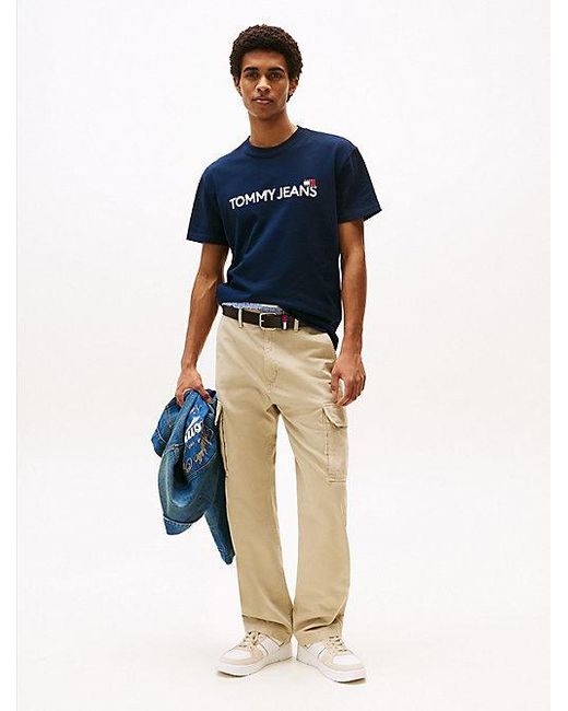 Tommy Hilfiger T-Shirt Met Ronde Hals En Tommy-Badge in het Blue voor heren