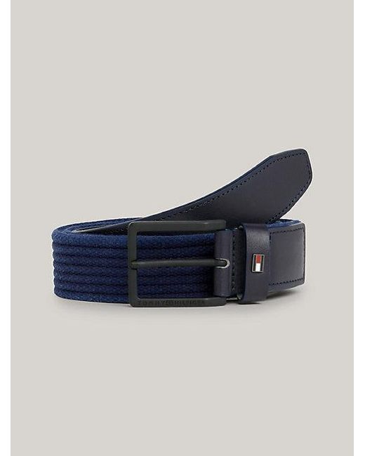 Cinturón textil trenzado con hebilla esmaltada Tommy Hilfiger de hombre de color Blue