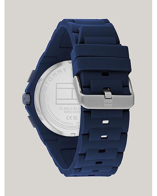 Tommy Hilfiger Marineblaue Uhr mit Silikon-Armband in Blue für Herren