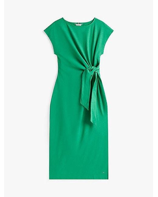 Vestido Midi Con Corte Slim Y Cuello Barco Tommy Hilfiger de color Green