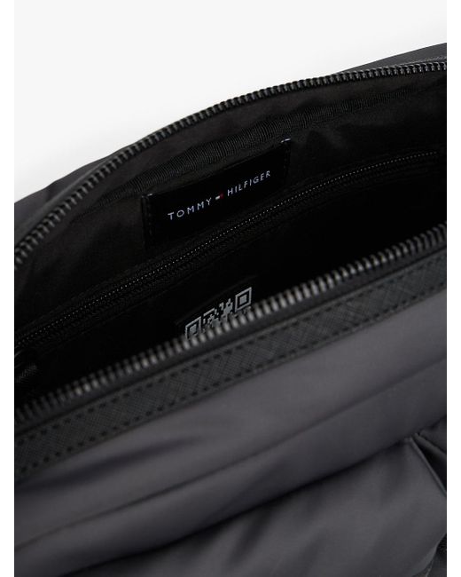 Tommy Hilfiger Black Textile Logo Patch Crossbody Reporter Bag for men