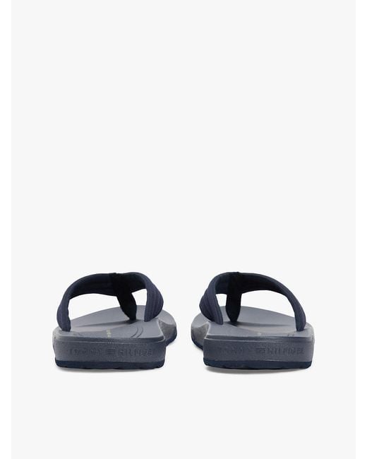 Tommy Hilfiger Blue Padded Strap Contoured Footbed Flip-Flops for men
