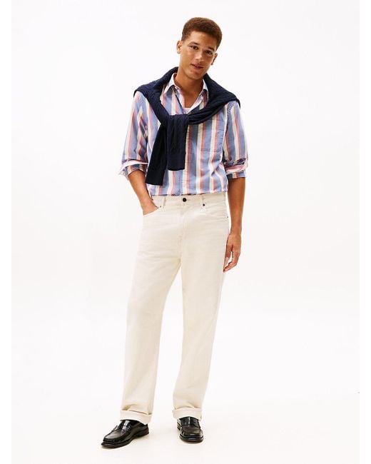 Tommy Hilfiger Blue Heritage Oxford Stripe Regular Long Sleeve Shirts for men