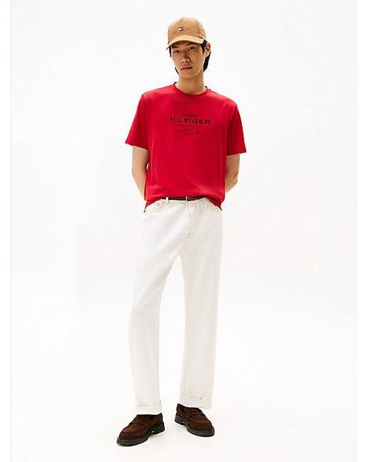 Tommy Hilfiger T-Shirt Met Ronde Hals En Logo-Graphic in het Red voor heren